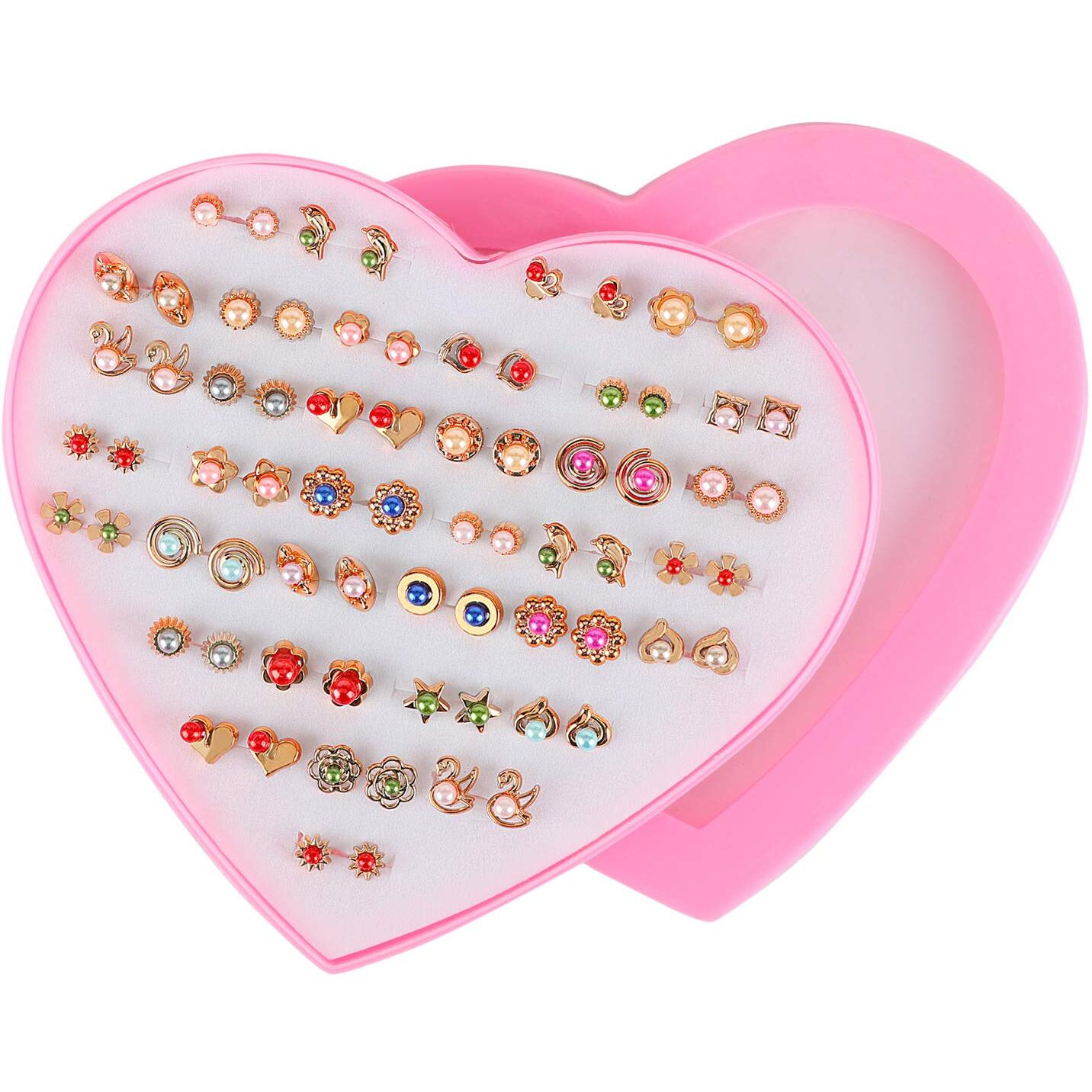 Shining Diva Fashion Multicolour Pearl Design Non Precious Base Metal Stud Earrings for Women - 36 Pairs Combo Set (12174er)