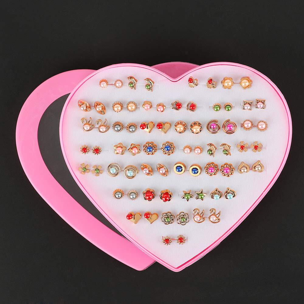 Shining Diva Fashion Multicolour Pearl Design Non Precious Base Metal Stud Earrings for Women - 36 Pairs Combo Set (12174er)
