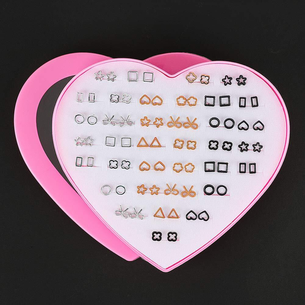 Shining Diva Fashion Multicolour Non Precious Metal Base Metal Pearl Design Stud Earrings for Women (36 Pairs Combo Set) (12173er)