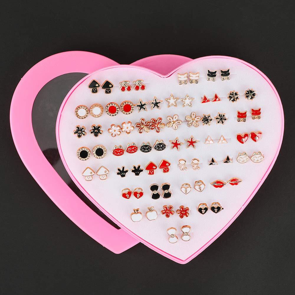 Shining Diva Fashion Multicolour Non Precious Metal Base Metal Pearl Stud Earrings for Women (36 Pair Combo Set) (12136er)