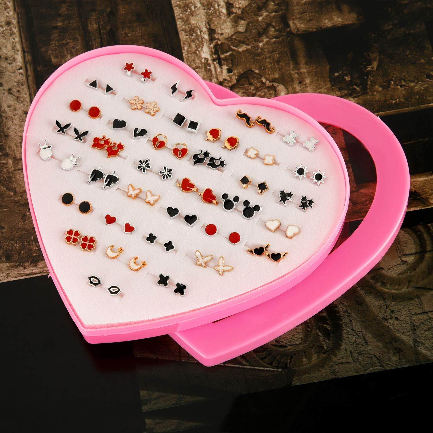 Shining Diva Fashion Latest 36 Pairs Combo Set Design Stud Earrings for Girls (Style11-multicolor) (sd12019er)