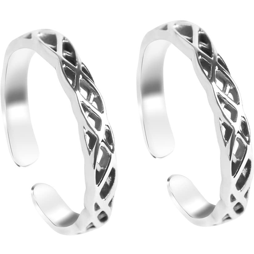 Clara 925 Sterling Silver Knotted Toe Rings Pair | Size Adjustable, Oxidised | Gift for Women and Girls