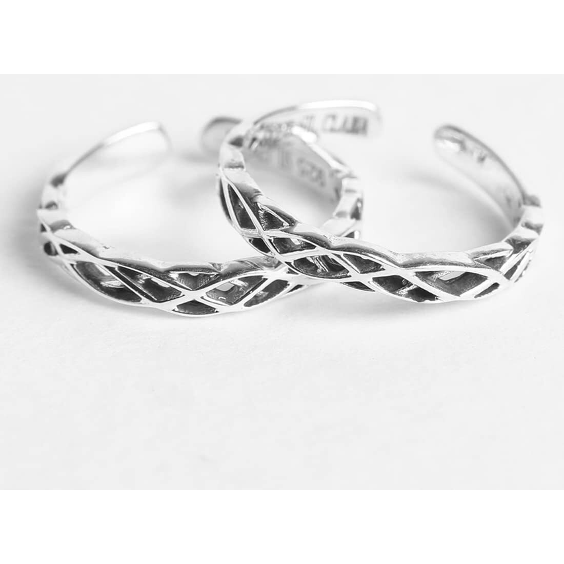 Clara 925 Sterling Silver Knotted Toe Rings Pair | Size Adjustable, Oxidised | Gift for Women and Girls