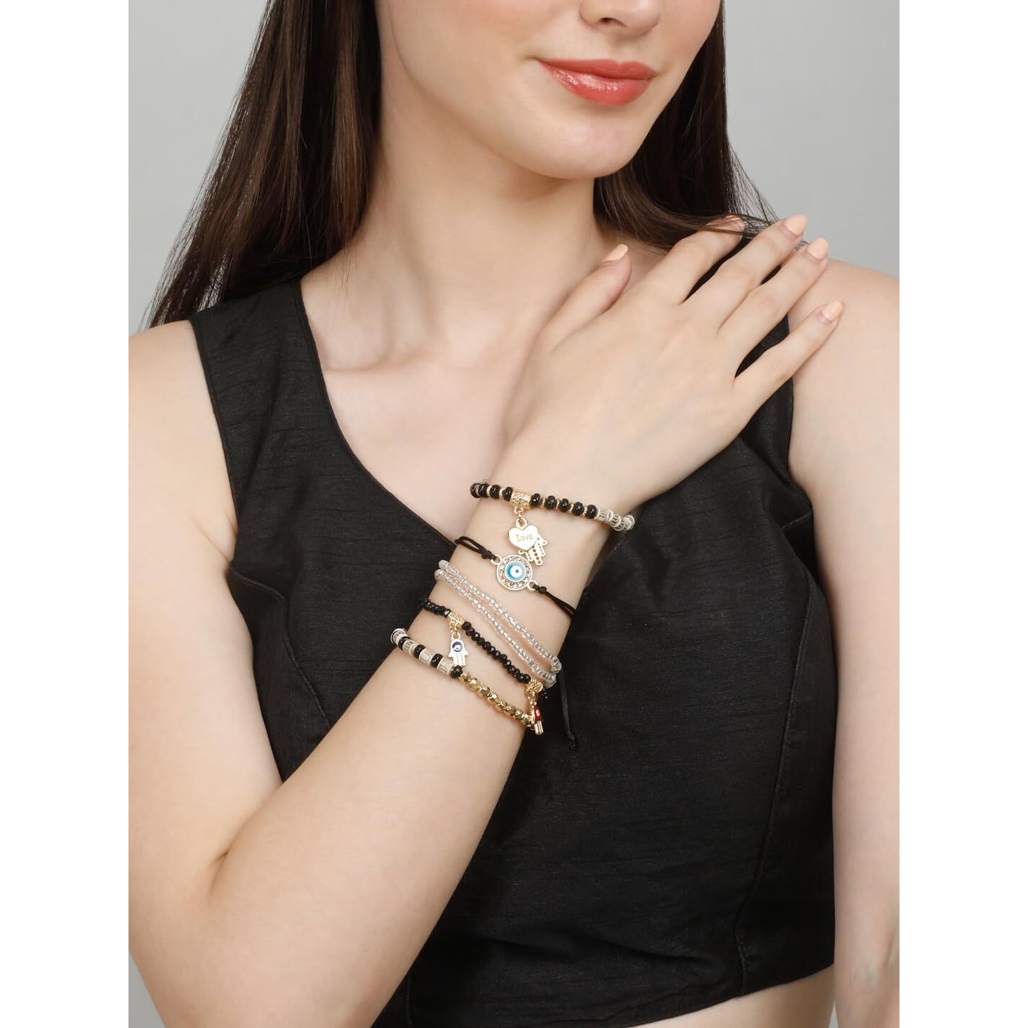 YouBella Jewellery for Women Evil Eye Bracelet for Girls and Women (Black)