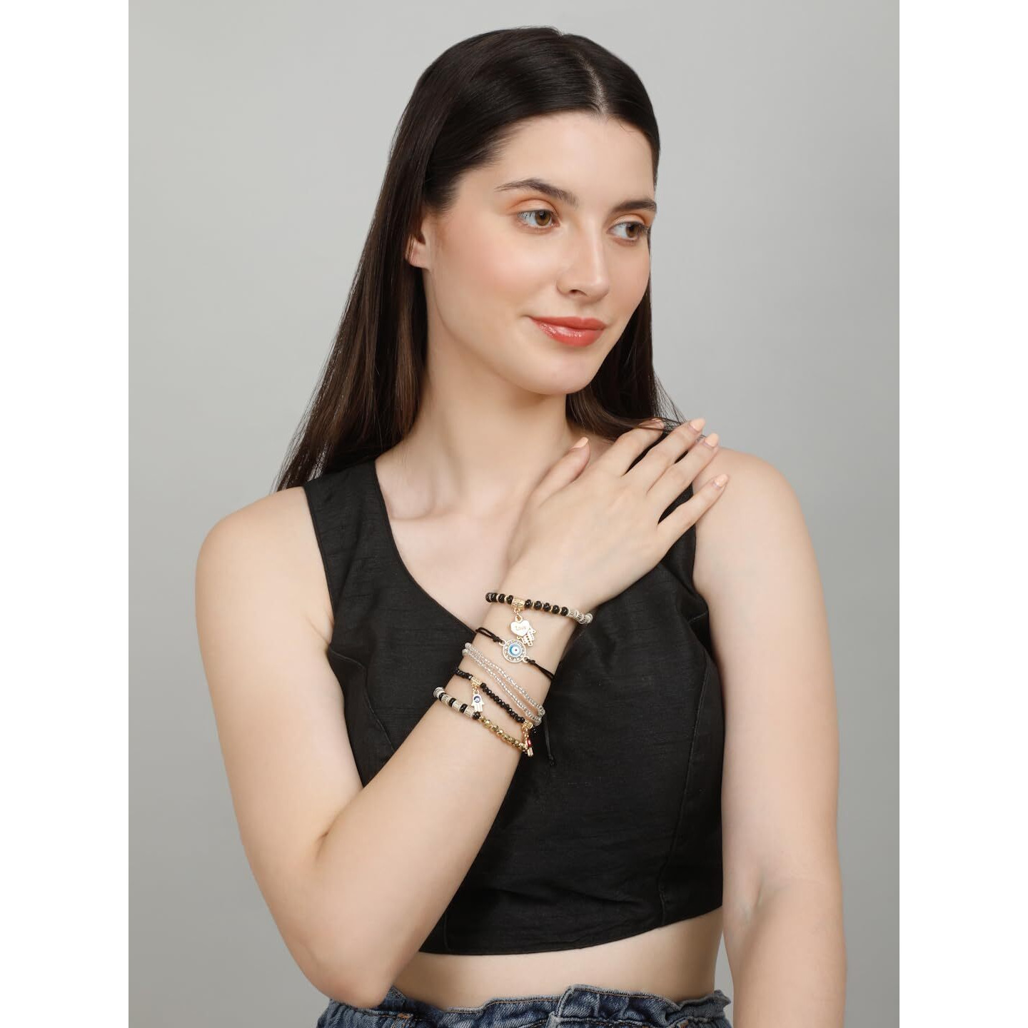 YouBella Jewellery for Women Evil Eye Bracelet for Girls and Women (Black)