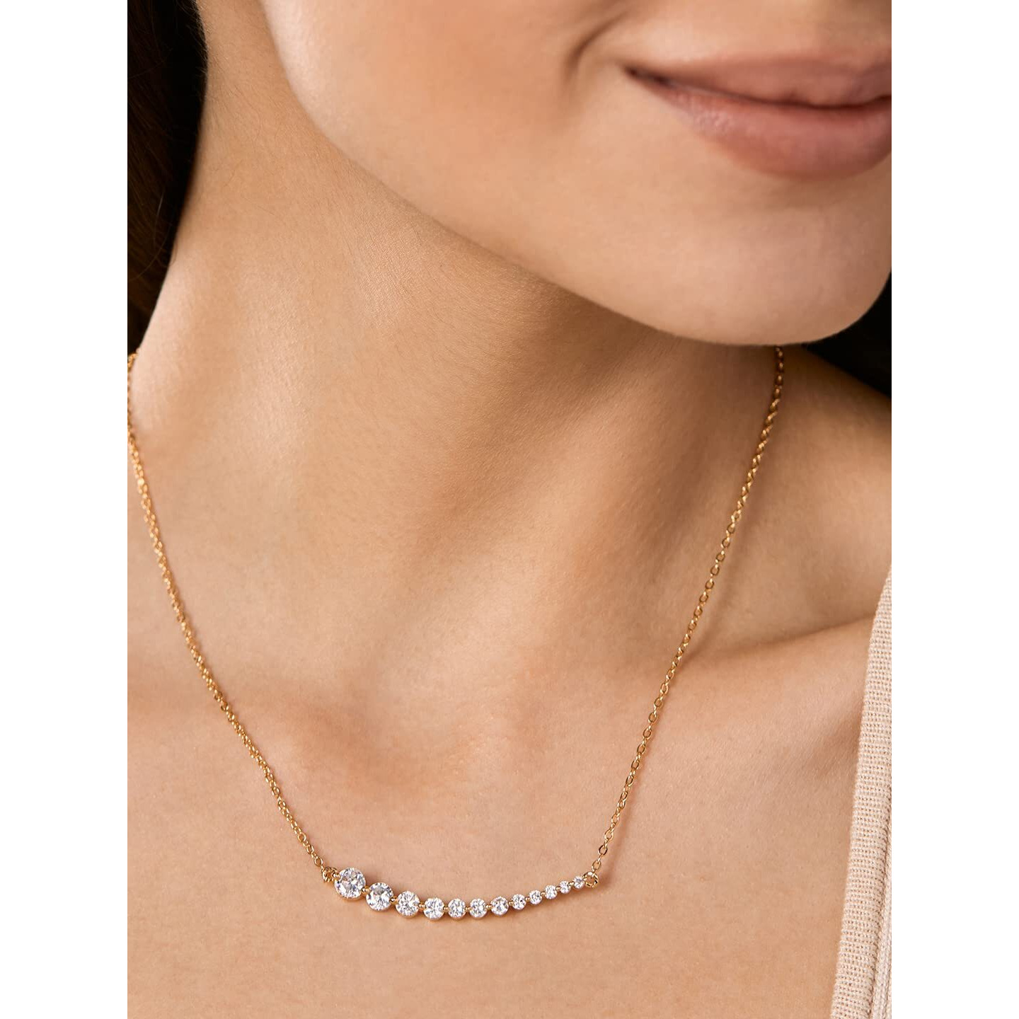 MINUTIAE Gold Plated Pendant Necklace With Round Cut Solitaire Austrian Cubic Zirconia Diamond For Women And Girls With Extendable Chain Fashion Jewelry