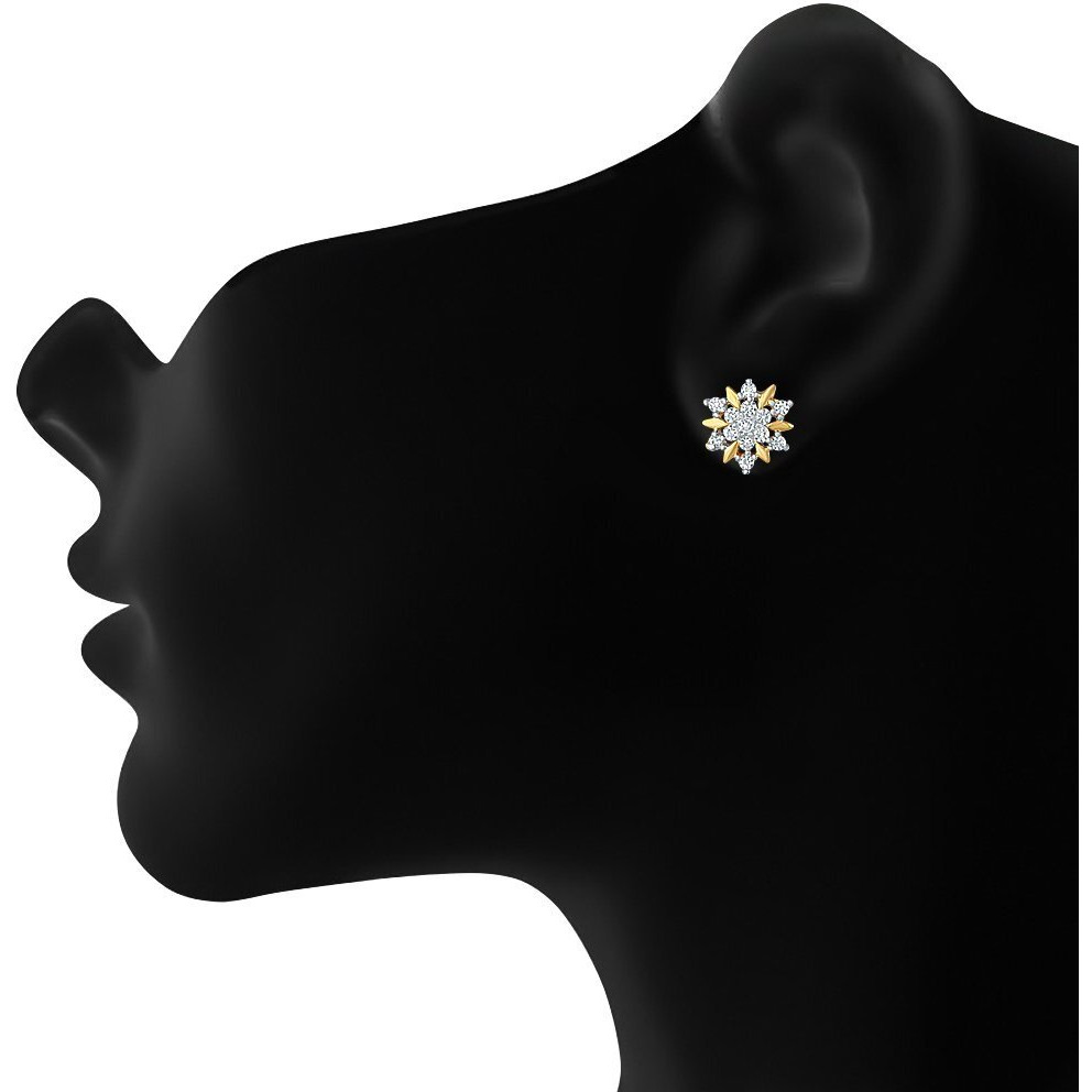 Mahi Gold Plated White Cubic Zirconia Floral Stud Alloy Earings for Women ER1109175G