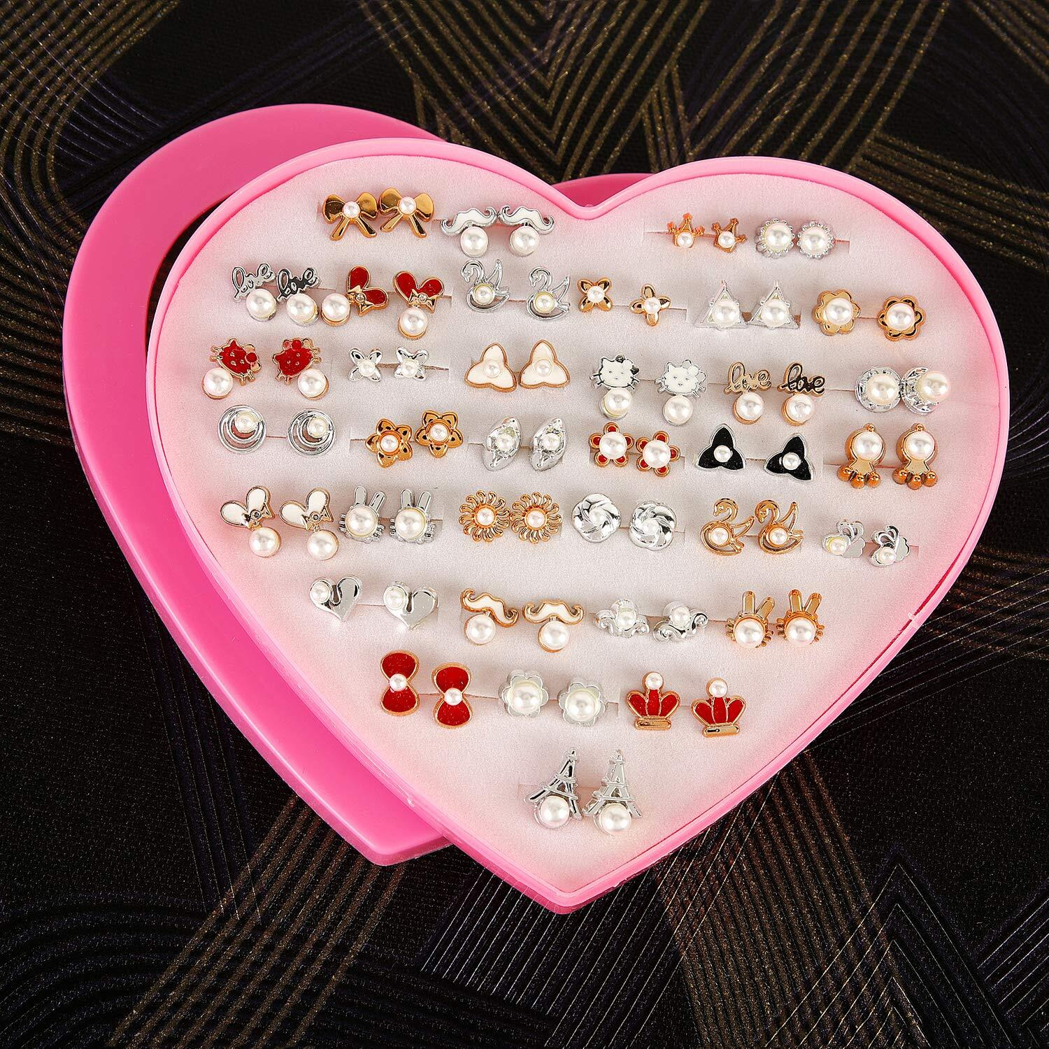Shining Diva Fashion multicolor Non Precious Metal Base Metal Latest Pearl Stud Earrings for Girls (Style07-36 Pairs Combo Set, sd12020er)