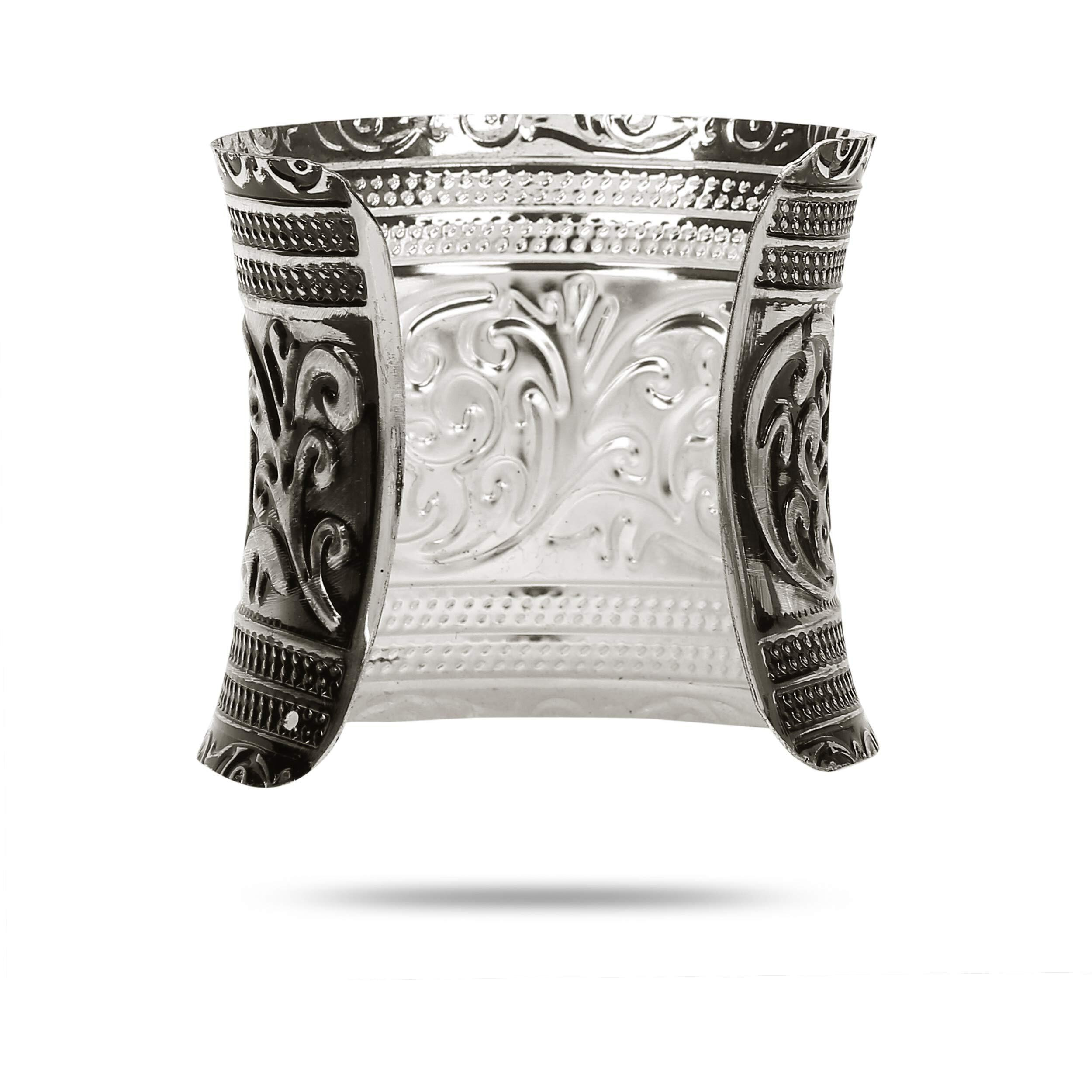 YouBella Jewellery Silver Plated Oxidised Cuff Bracelet Bangle for Women and Girls (Style 1)