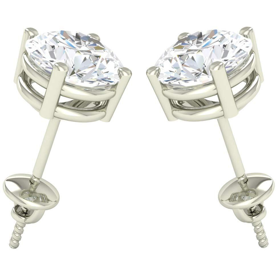CLARA 925 Sterling Silver Swiss Zirconia 6.5 mm Earring With Screw Back Gift for Women & Girls(White)