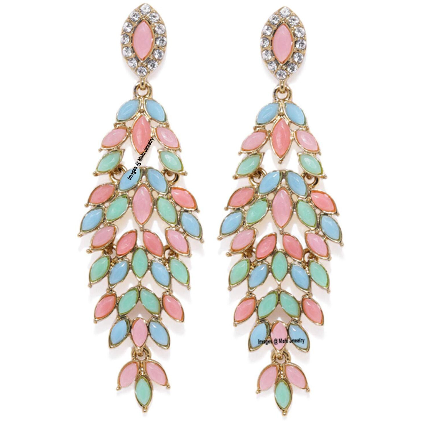 Mahi Gold Plated Beautiful multicolour crystals dangler earrings for girls and women ER1109556G