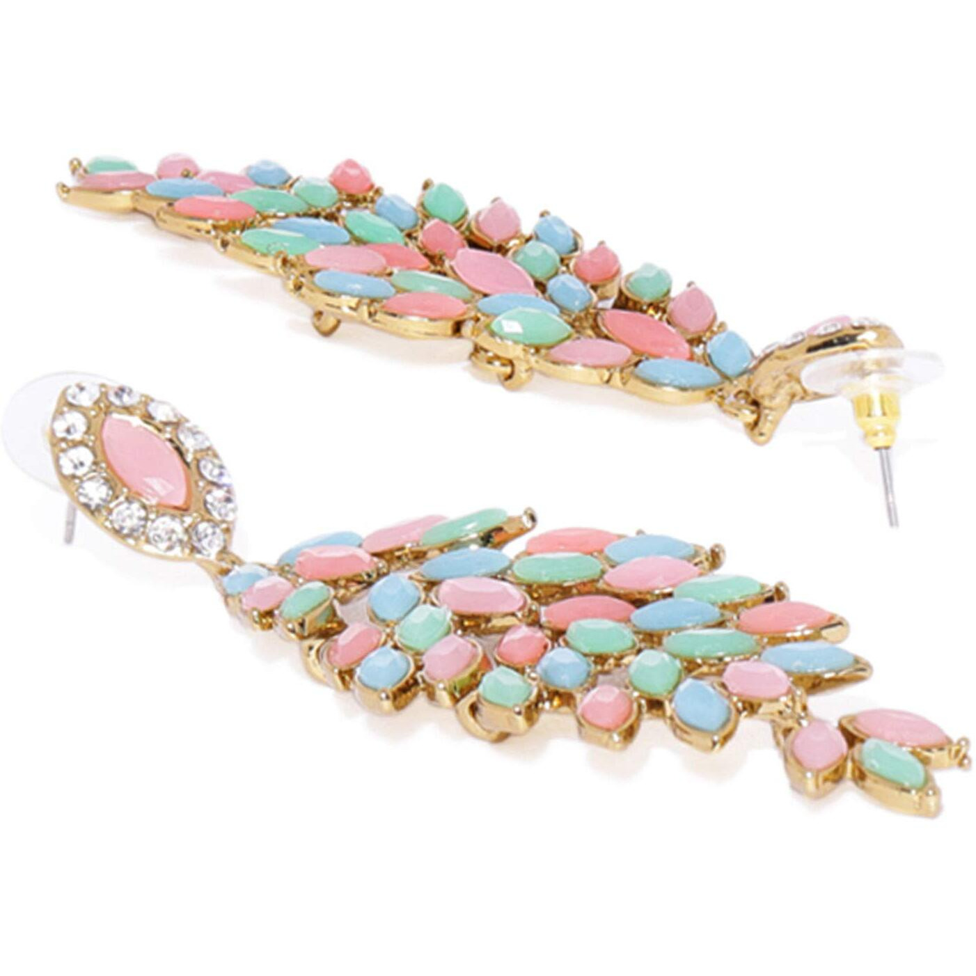 Mahi Gold Plated Beautiful multicolour crystals dangler earrings for girls and women ER1109556G