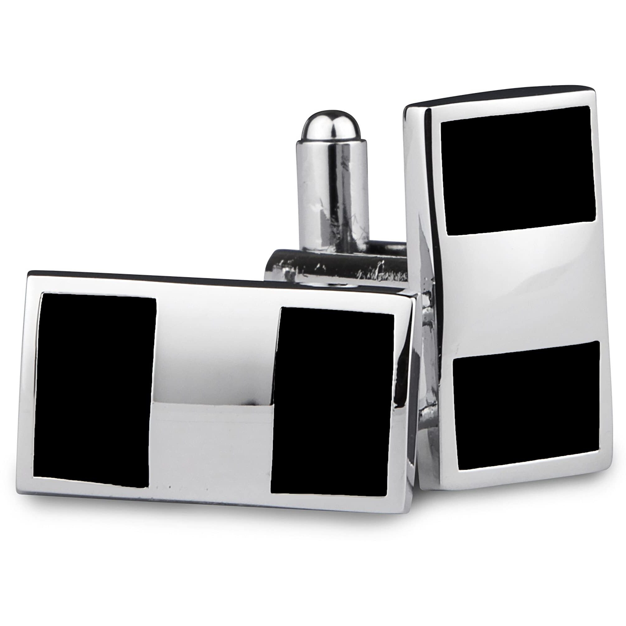 Kovove The Silver Cut Black Cufflinks for Men
