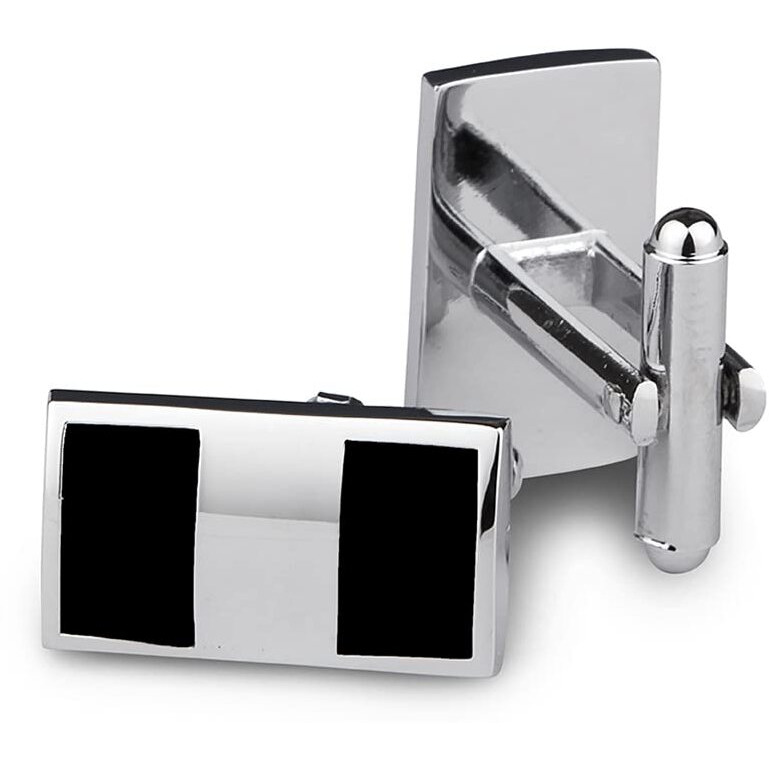 Kovove The Silver Cut Black Cufflinks for Men
