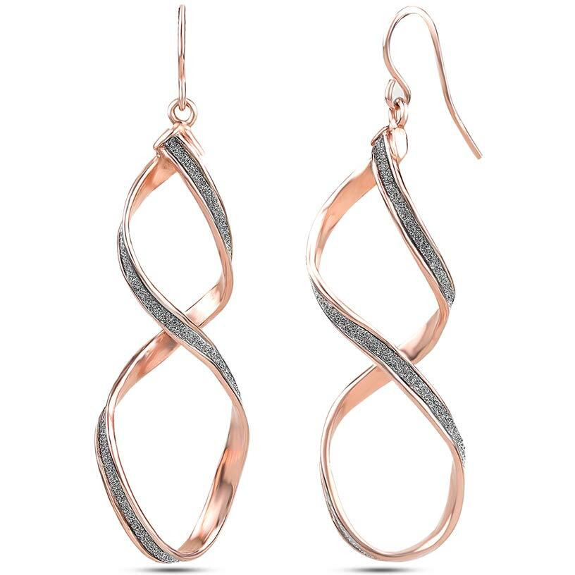 Amazon Brand - Nora Nico 925 Sterling Silver BIS Hallmarked Linear Drop Dangle Twisted Earrings for Women