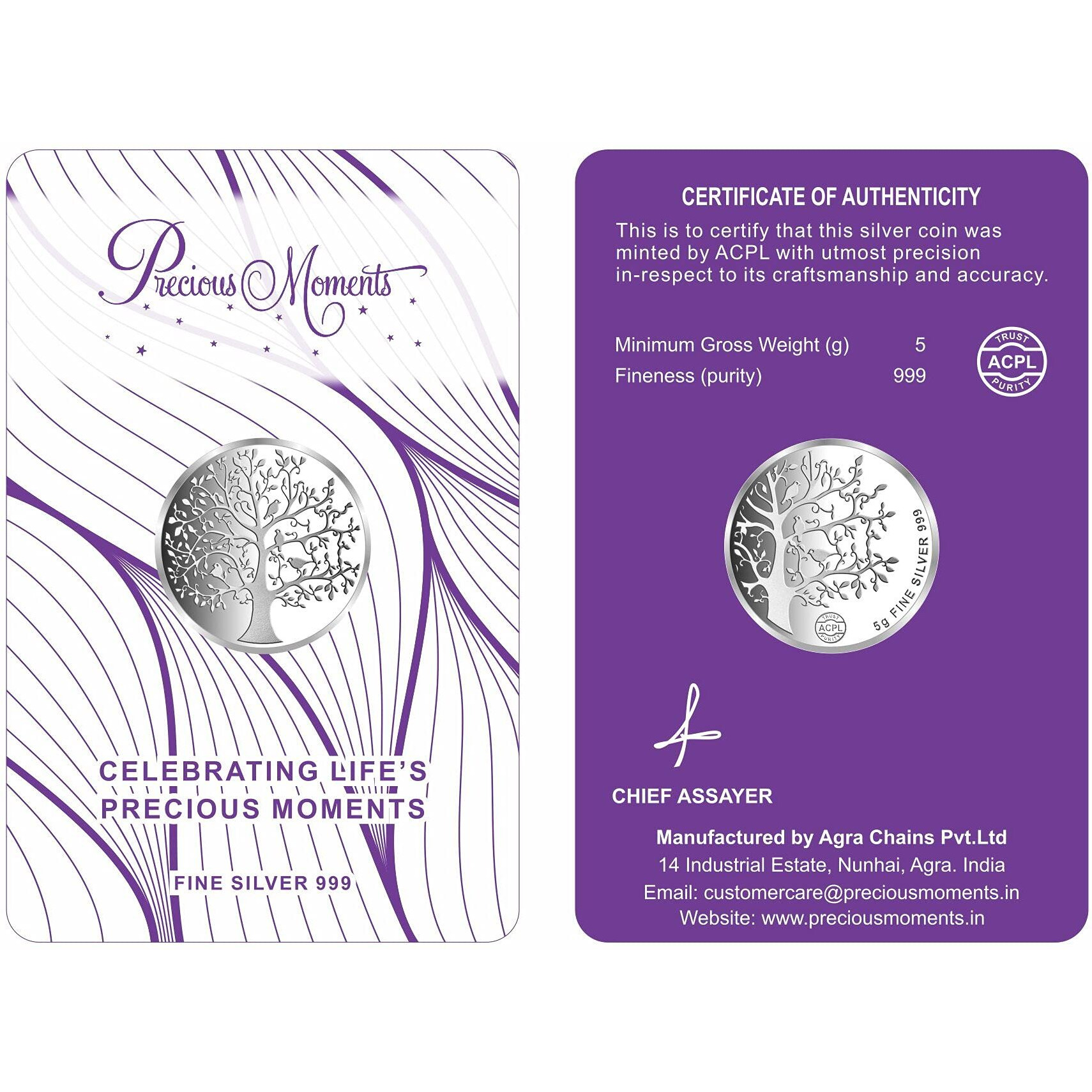 ACPL Precious Moments BIS Hallmarked Silver Coin Banyan Tree 5GM 999 Pure