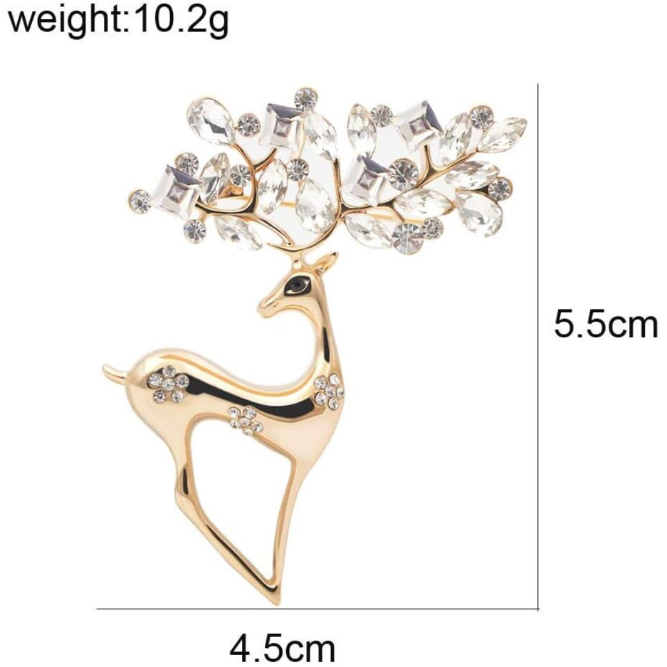 YouBella Jewellery Latest Stylish Crystal Unisex Deer Brooch for Women/Girls/Men (Gold)