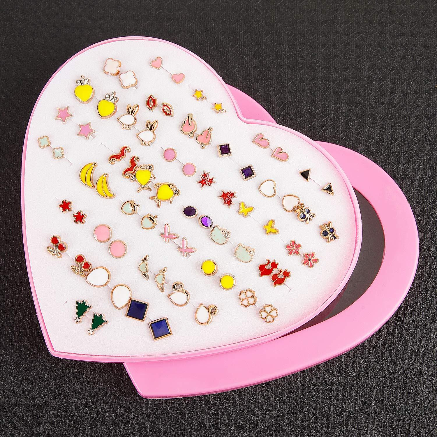 Shining Diva Fashion Latest Multicolour Non Precious Base Metal Design Stud Earrings for Girls - 36 Pairs Combo Set (sd12015er)