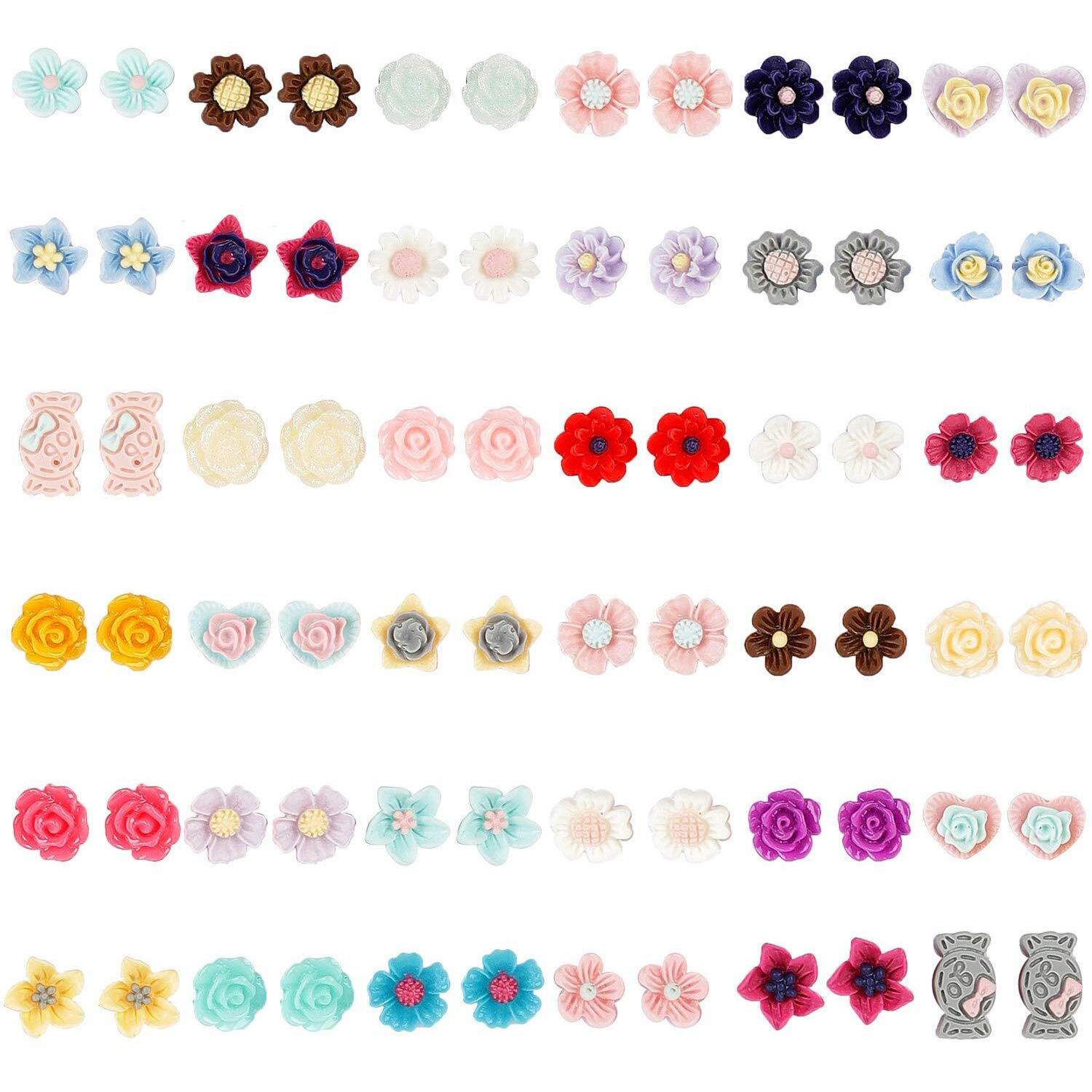 Shining Diva Fashion Latest 36 Pairs Combo Set Design Stud Earrings for Girls (Style05-multicolor) (sd12024er)