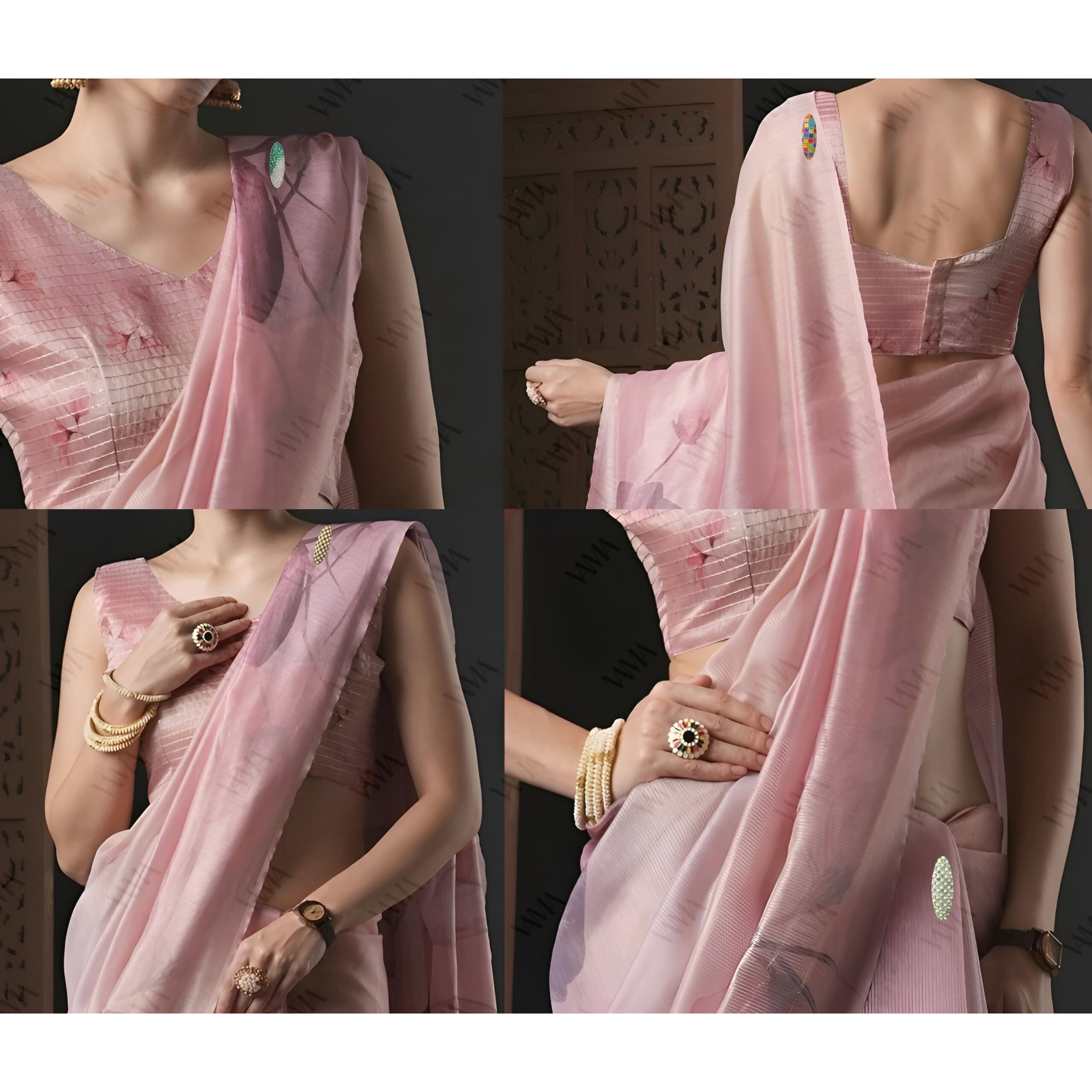 VAMA FASHIONS Handmade Multicolor Stones Saree pin Pleats Pallu Chunri Clips Embroidery Work Safety Sari Pin for Women (Combo Safety Saree Pin Brooch)