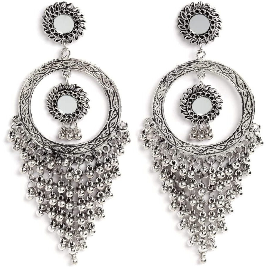 Shining Diva Fashion Latest Stylish Oxidised Long Earrings for Women and Girls (13210er)