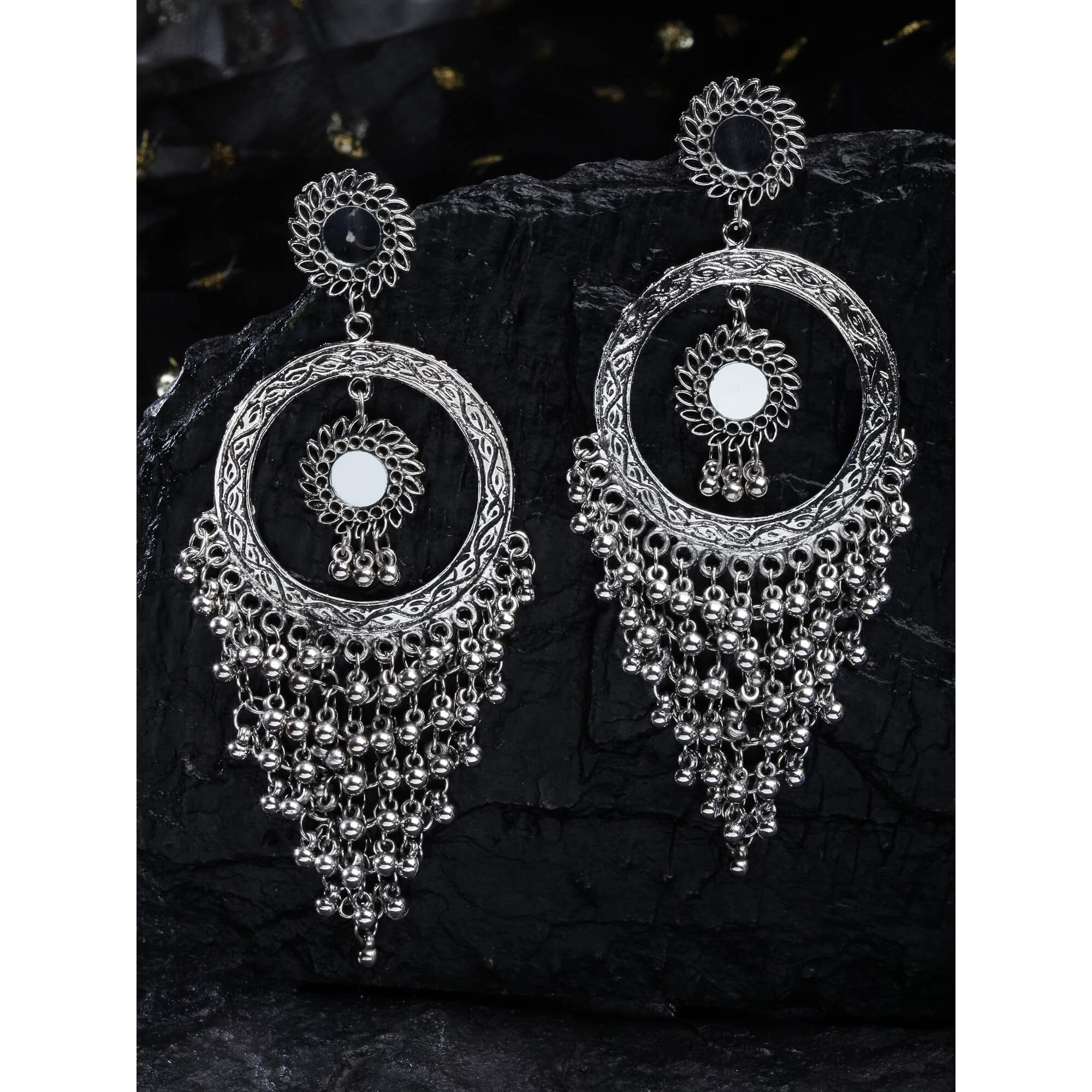 Shining Diva Fashion Latest Stylish Oxidised Long Earrings for Women and Girls (13210er)
