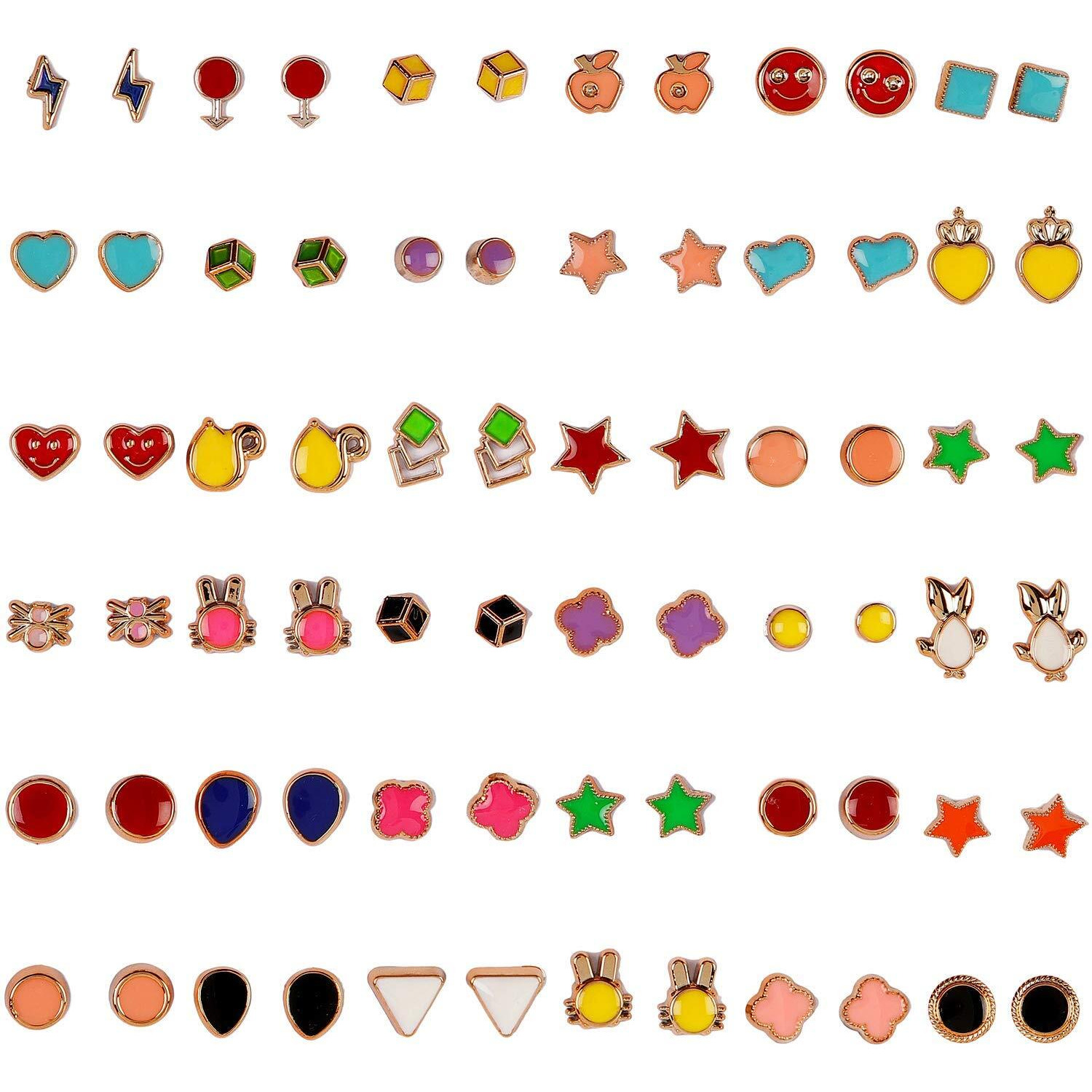Shining Diva Fashion Non Precious Base Metal Multicolour Stud Earrings for Women and Girl- Combo Set of 36 Pairs (sd12022er)