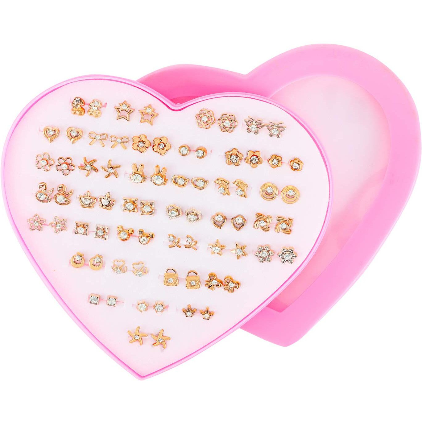 Shining Diva Fashion Latest Fancy Design Non Precious Base Metal Golden Stud Earrings for Girls - 36 Pair Combo Set (12135er)