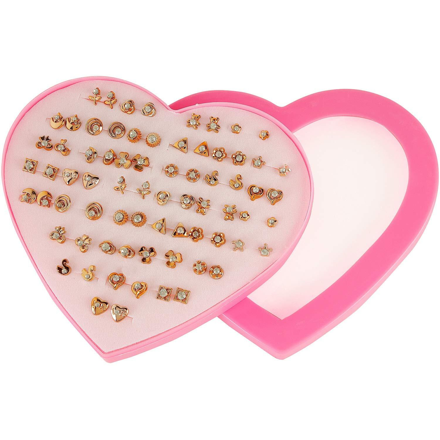 Shining Diva Fashion Gold Non Precious Metal Base Metal Latest Stud Earrings for Girls (sd12021er, 36 Pairs Combo Set)