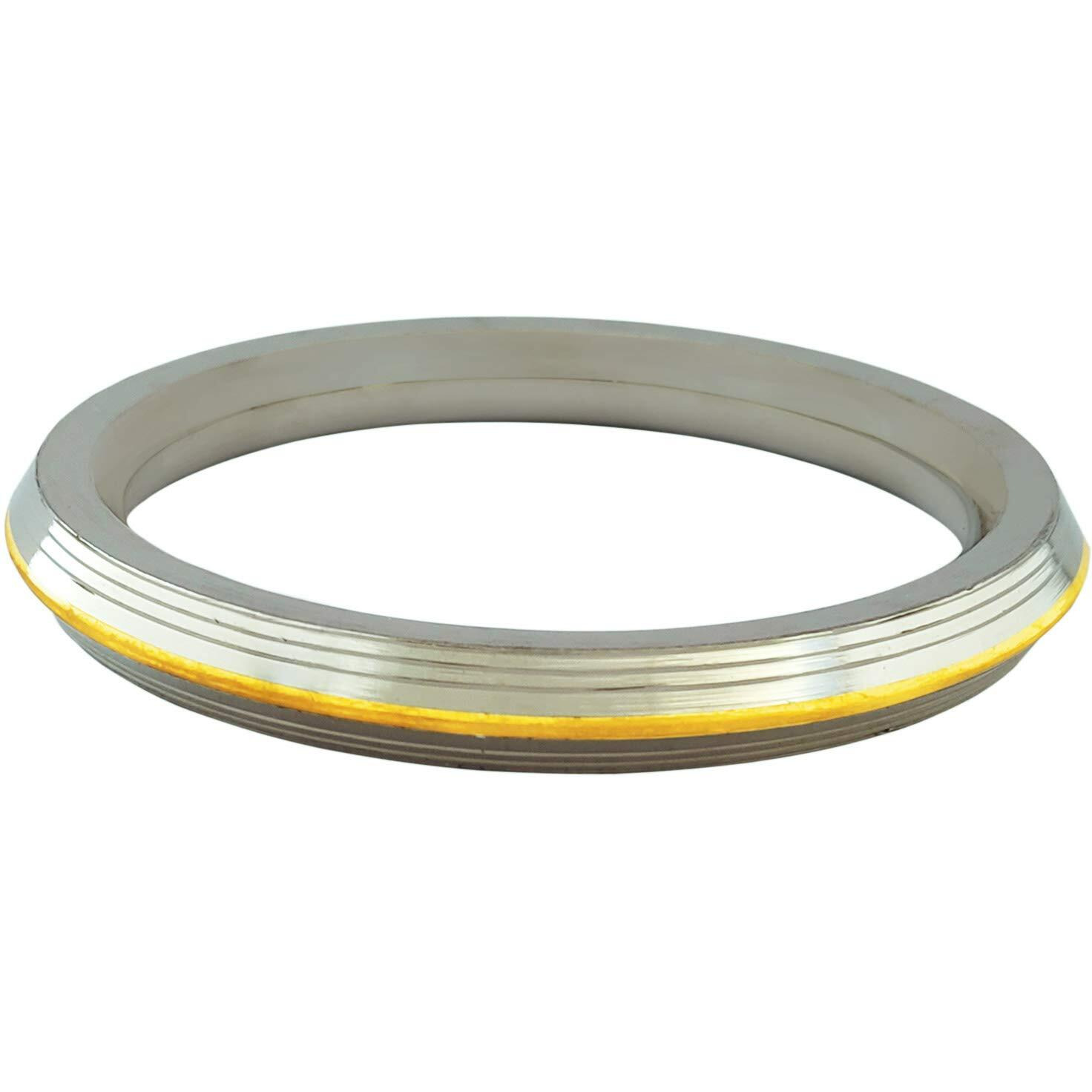 VillageTiger Punjabi Sikh Gents Heavy Steel Kada Bangle Bracelet With Gold Brass Line For Men, Boys Birthday, Wedding Day Gifts Husband, Brother, Father, Friends (70 mm Dia, 9 mm Thick)