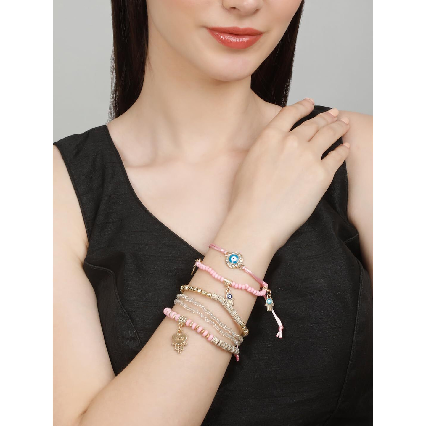 YouBella Jewellery for Women Evil Eye Bracelet for Girls and Women (Pink)