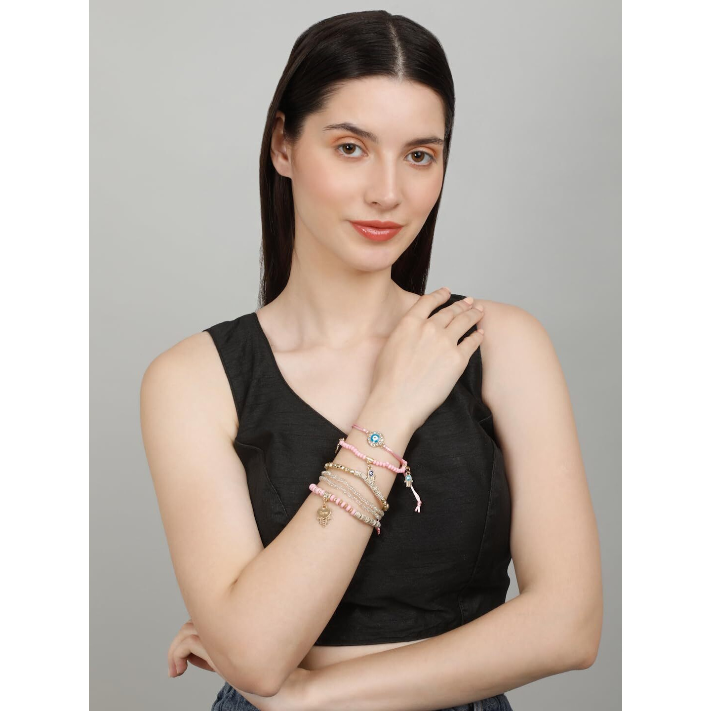 YouBella Jewellery for Women Evil Eye Bracelet for Girls and Women (Pink)