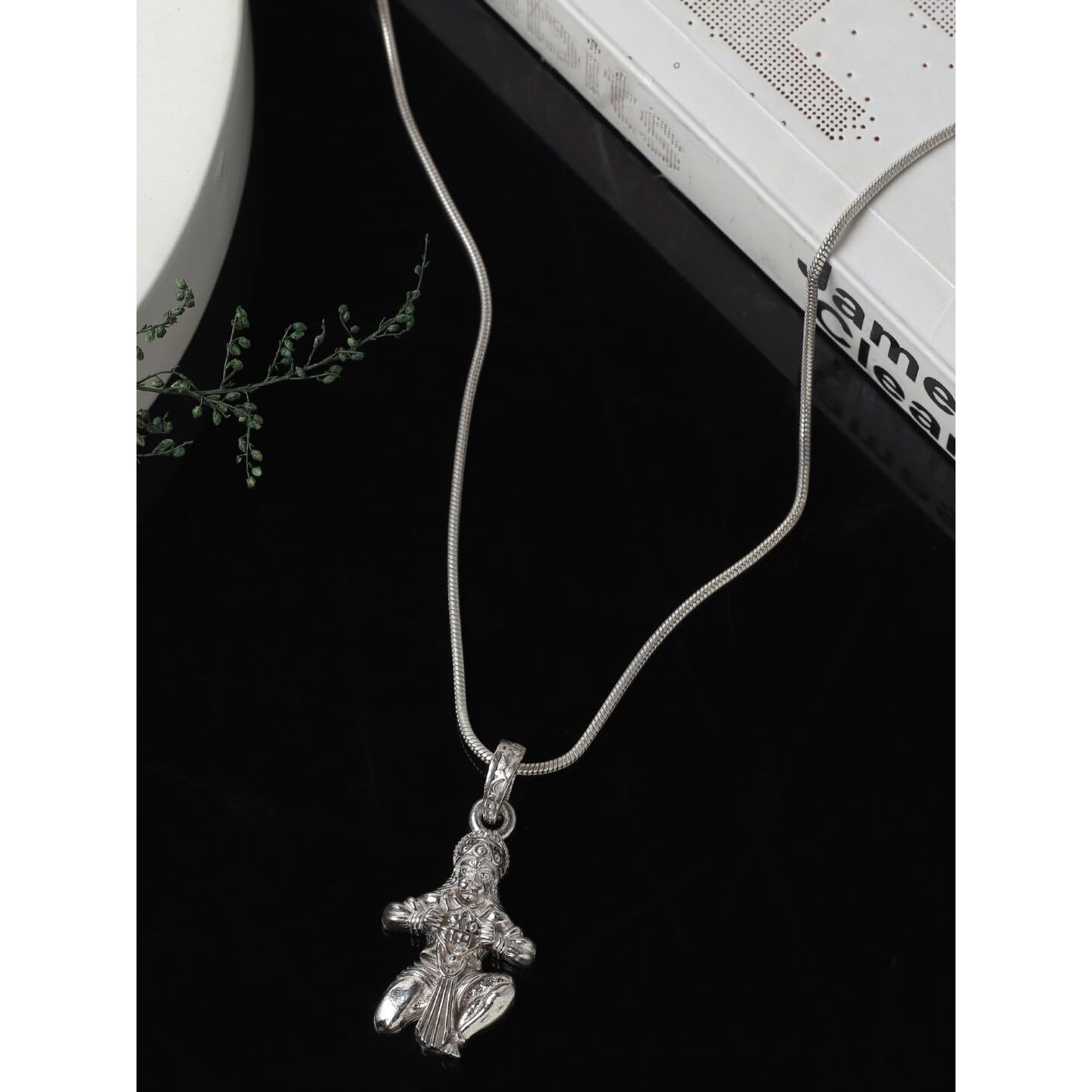 Akshat Sapphire Sterling Silver (92.5% purity) Hanuman Pendant for Men & Women Pure Silver Bajrang Bali Locket for Good Health & Wealth