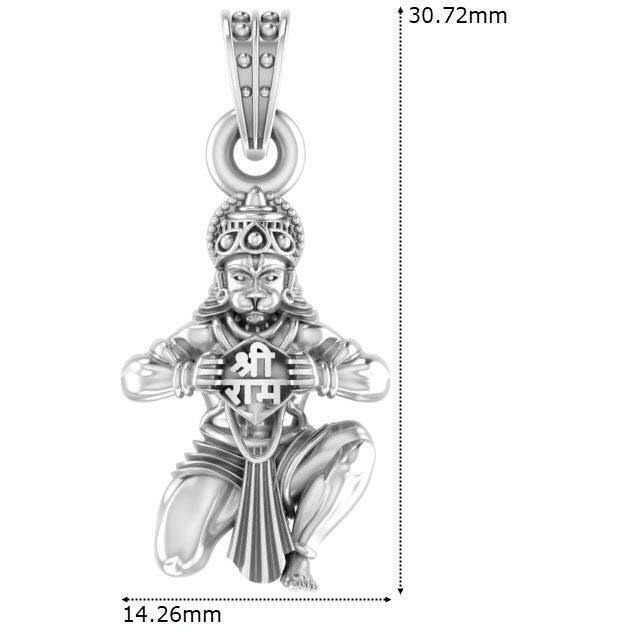 Akshat Sapphire Sterling Silver (92.5% purity) Hanuman Pendant for Men & Women Pure Silver Bajrang Bali Locket for Good Health & Wealth