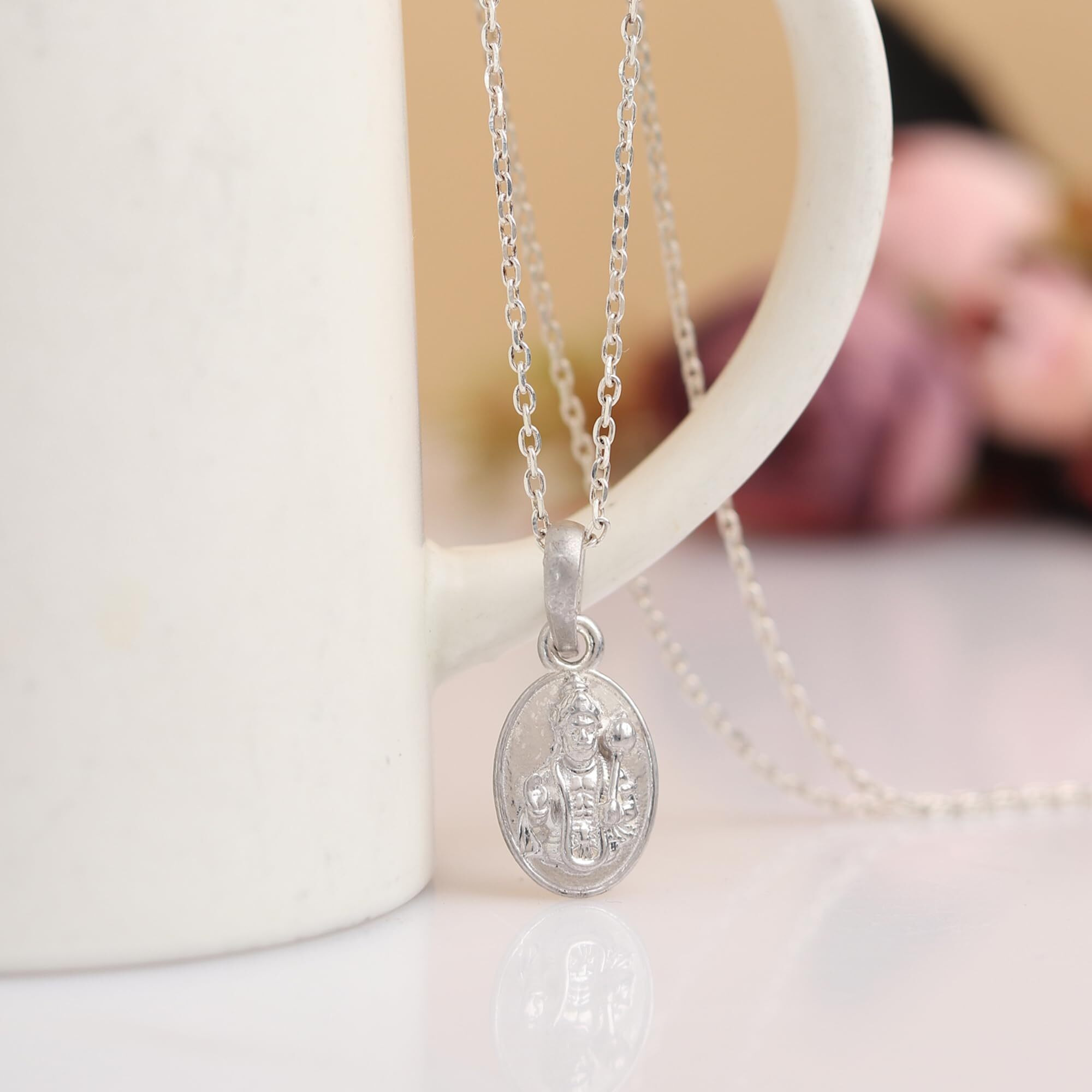 AKSHAT SAPPHIRE Sterling Silver (92.5% purity) God Hanuman Pendant for Men & Women Pure Silver Lord Bajrang Bali Locket for Good Health & Wealth