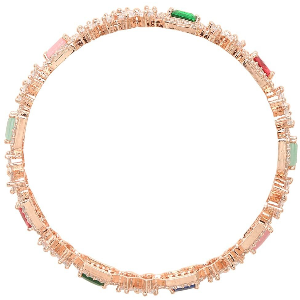 YouBella Jewellery Stylish Rose Gold Plated Multi-Color Stone Studded Bangles for Girls and Women (YBBN_91889) (Gold) (2.6)