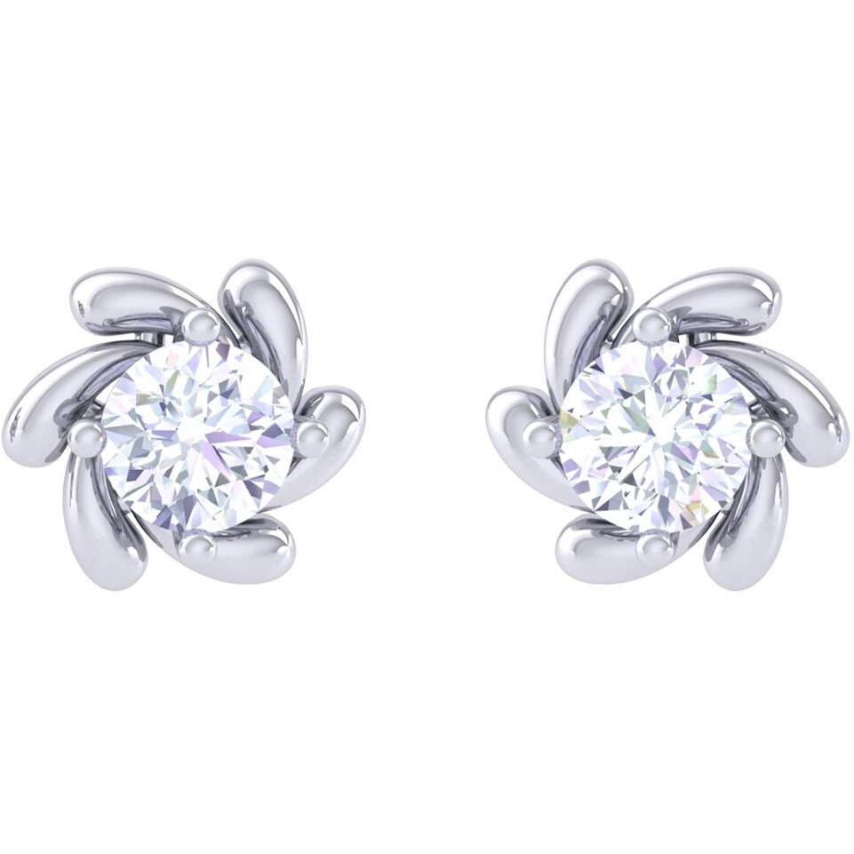 CLARA Made with Swiss Zirconia 925 Sterling Silver Platinum Plated Alma Solitaire Earring Gift For Women & Girls