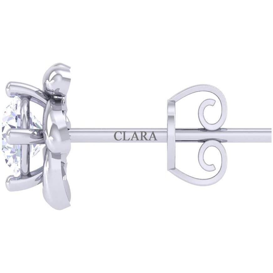 CLARA Made with Swiss Zirconia 925 Sterling Silver Platinum Plated Alma Solitaire Earring Gift For Women & Girls