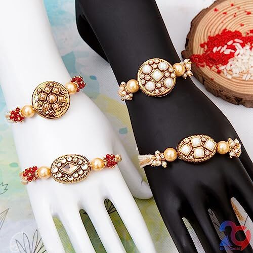 To The Nines Rakhi for Brother with Tilak Material & Greeting Card - Pack of 4 Rakhi