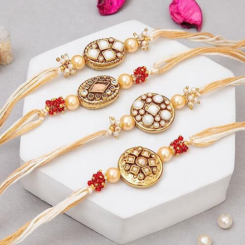 To The Nines Rakhi for Brother with Tilak Material & Greeting Card - Pack of 4 Rakhi