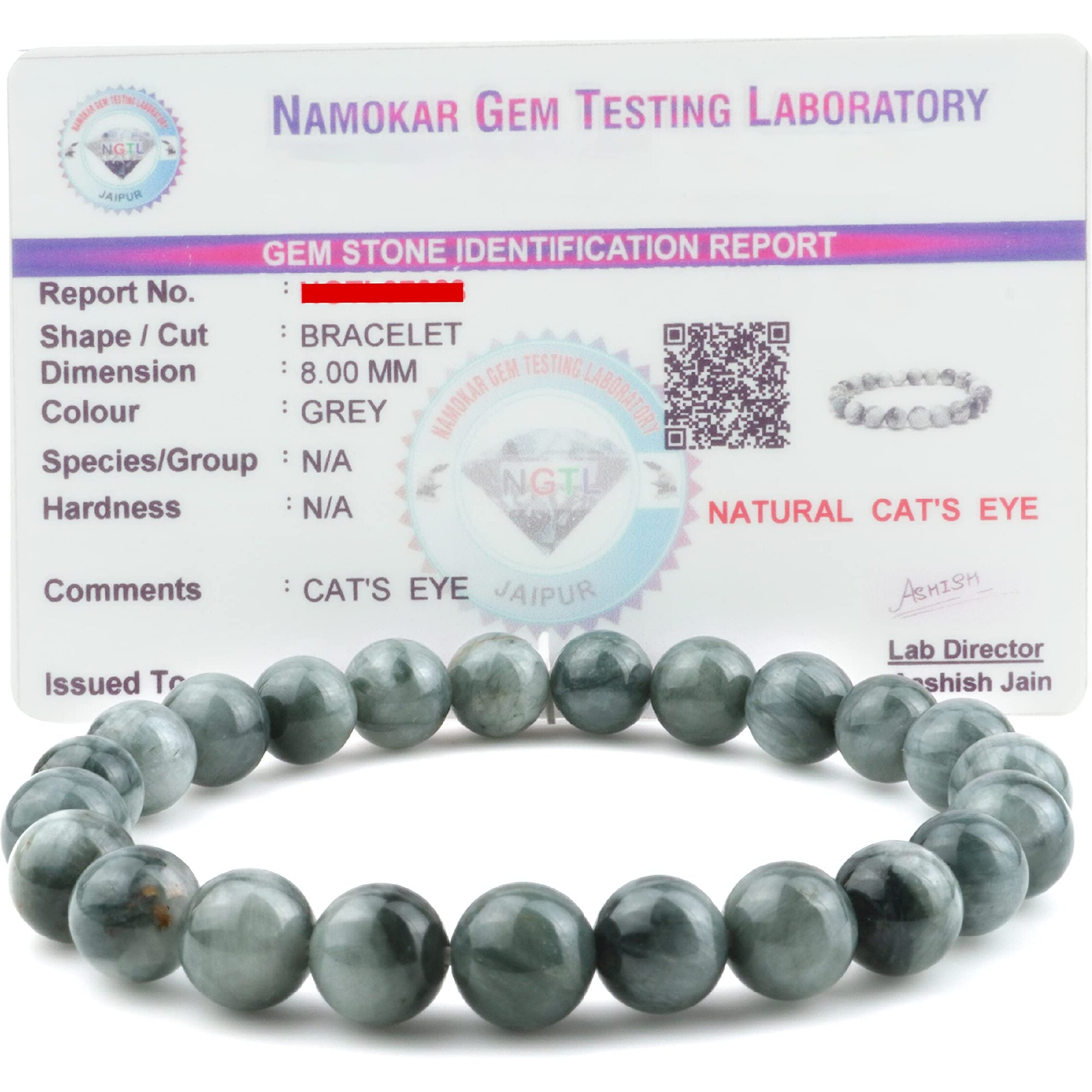 REMEDYWALA Unisex Adult Charged Energized Certified Grey Cats Eye Bracelet For Reiki, Balance Chakra, Positive Energy, Healing