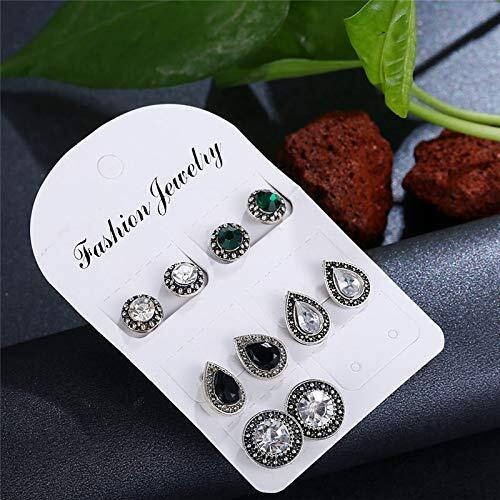 Shining Diva Fashion 5 Pairs Combo Stylish Oxidized Silver Stud Earrings for Women (Multi-Colour)(9926er)