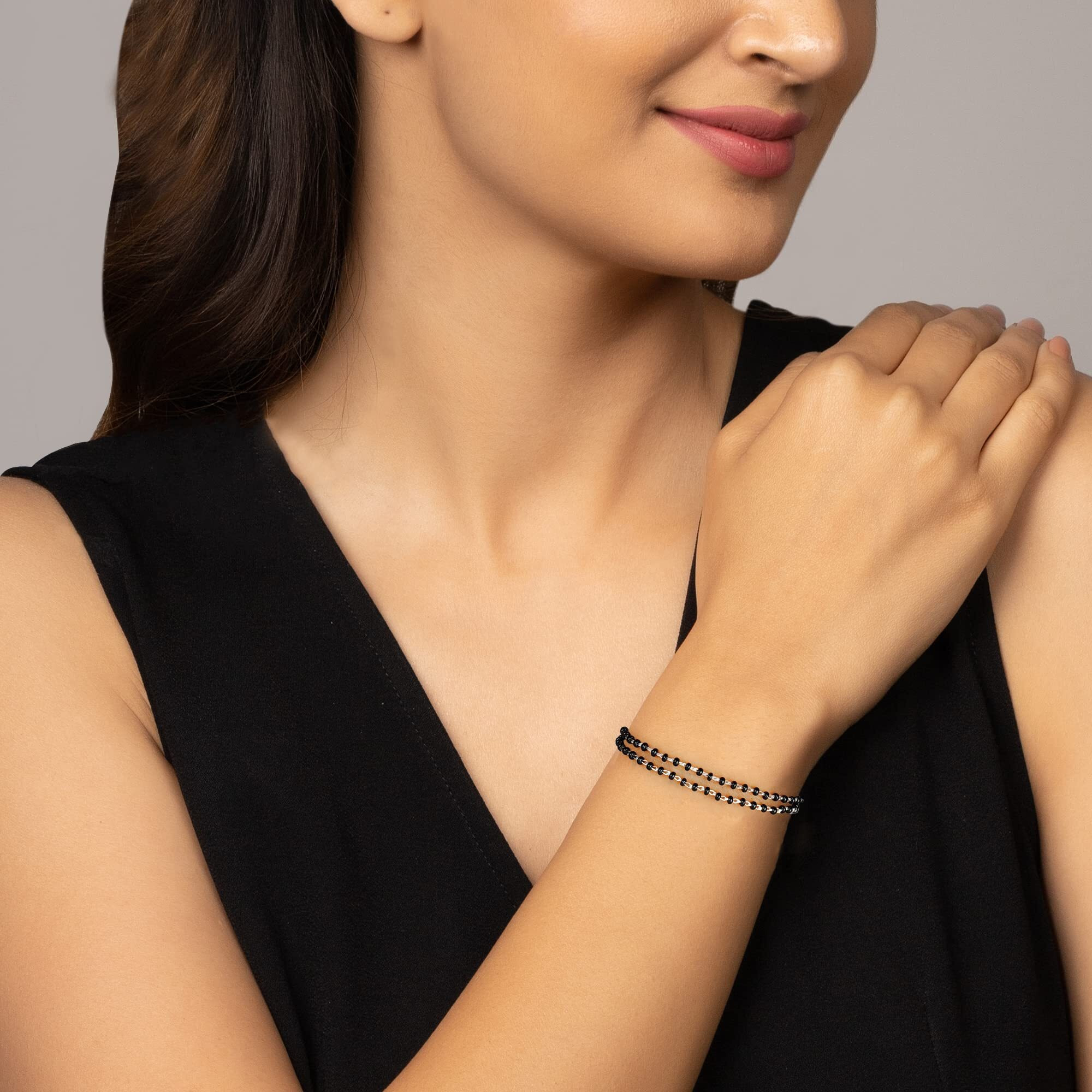 GIVA 925 Silver Rose Gold Protected Love Mangalsutra Bracelet,Adjustable|Rakhi Rakshabandhan Gift For Sister Bhabhi, Women&Girls|With Certificate Of Authenticity And 925 Stamp|6 Month Warranty*