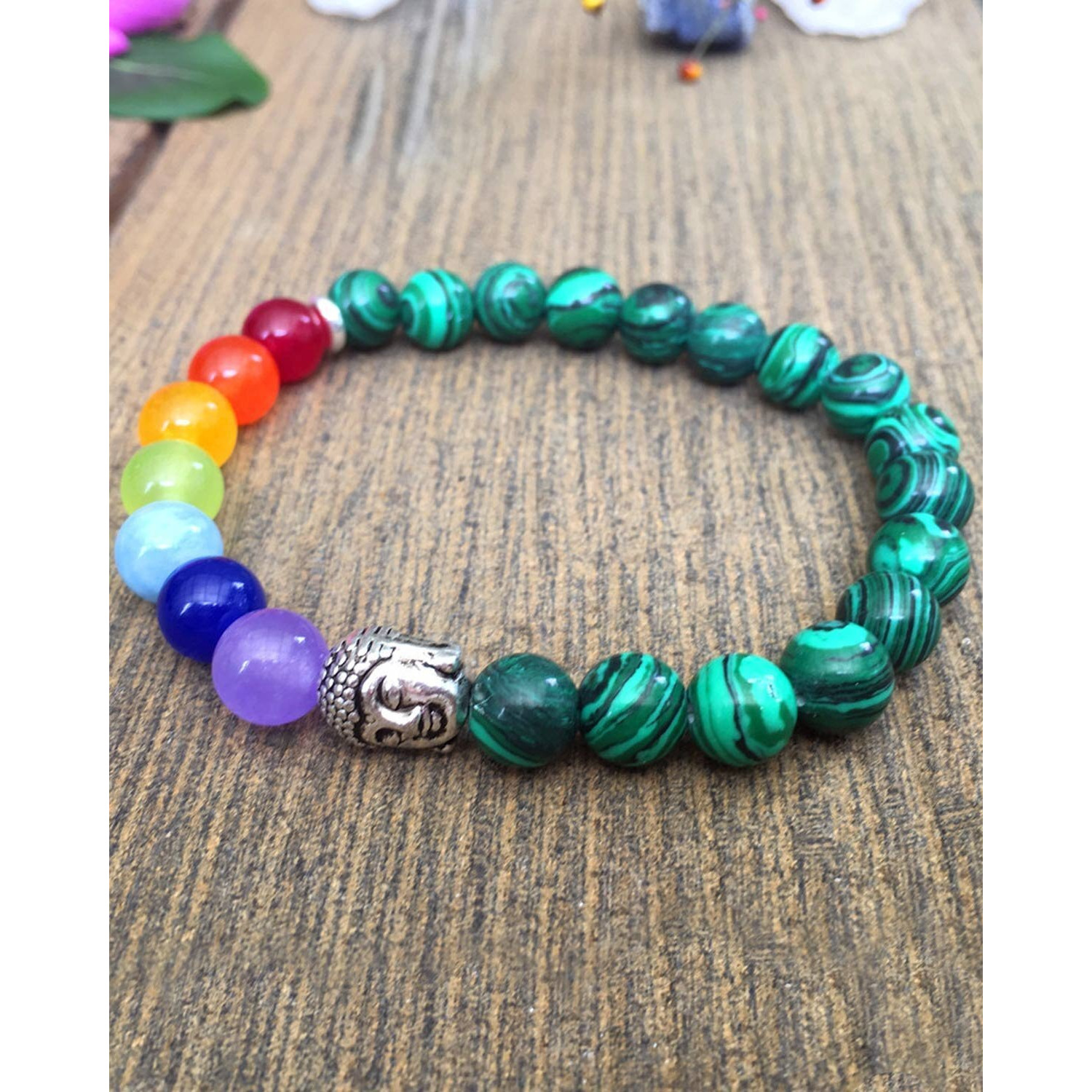 Young & Forever Gift Mens and Womens Dvine Lava Stone 7 Chakra Hamsa Hand Evil Eye Healing Yoga Beads Strand Bracelet