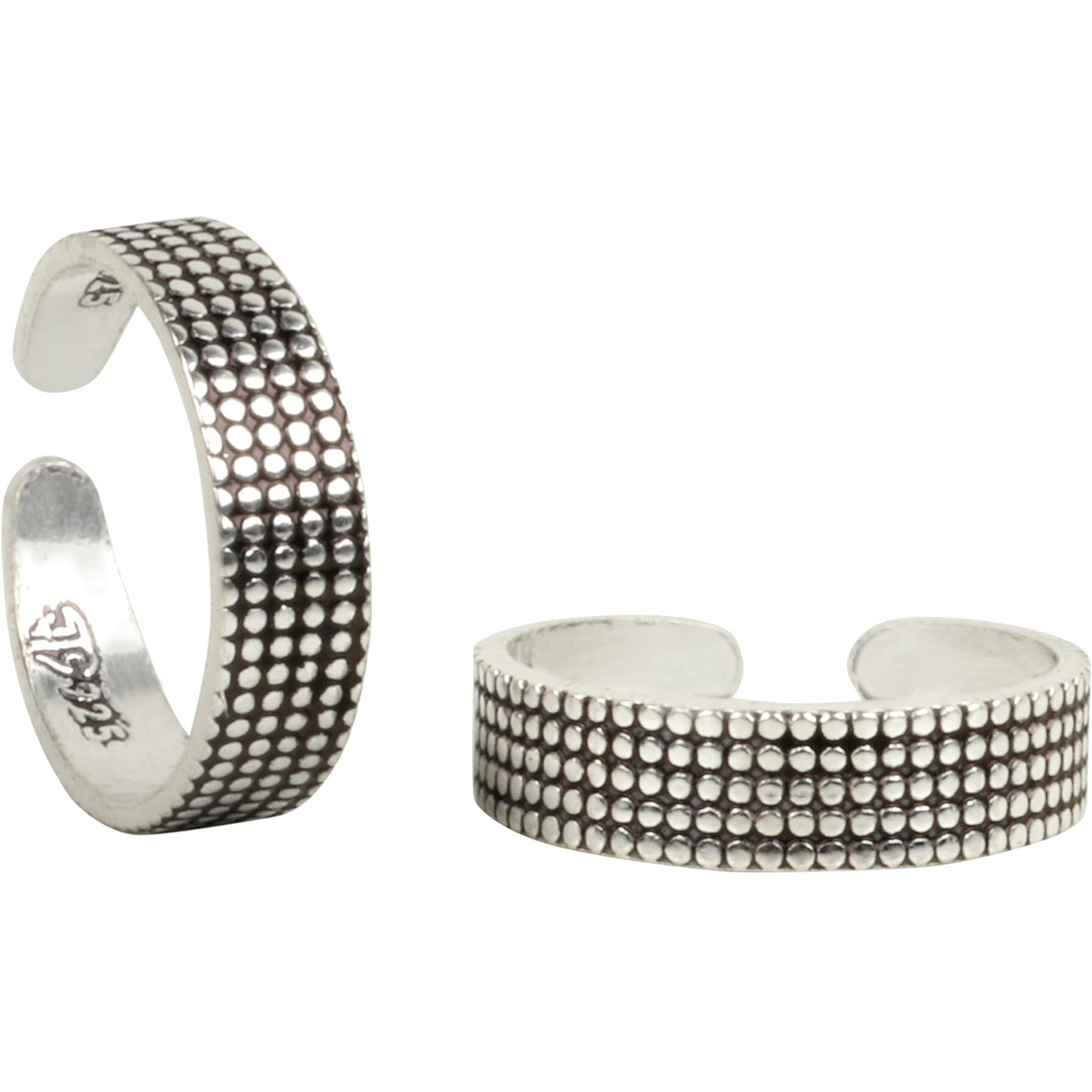 Silver Chest 925 Silver Toe Rings for women stylish silver bands for Girls Sterling Silver Plain Oxidised rings with 3D Dots Design