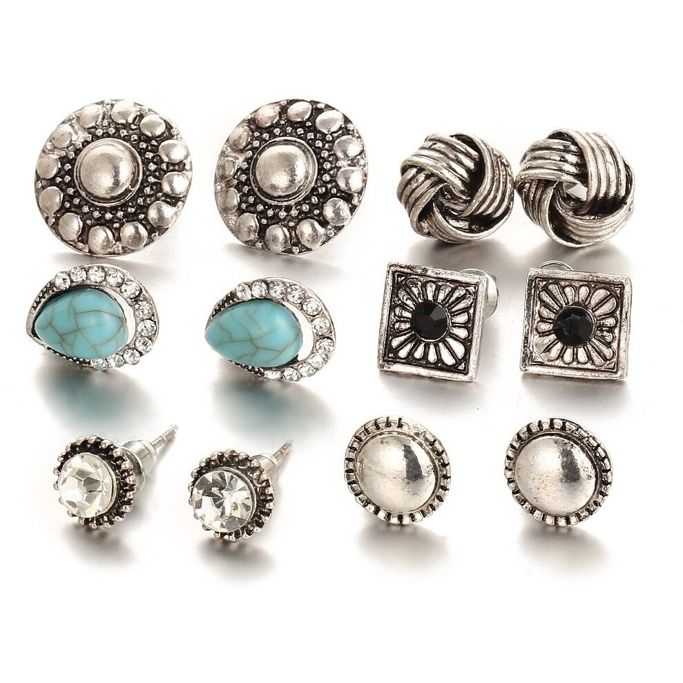 Shining Diva Fashion Jewellery Oxidized Silver Stylish Fancy Studs Traditional Earrings For Women Girls Combo(Silver)(cmb277)