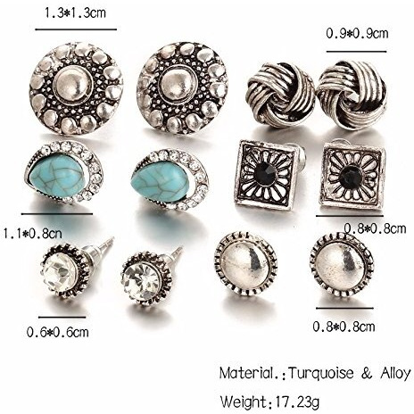 Shining Diva Fashion Jewellery Oxidized Silver Stylish Fancy Studs Traditional Earrings For Women Girls Combo(Silver)(cmb277)