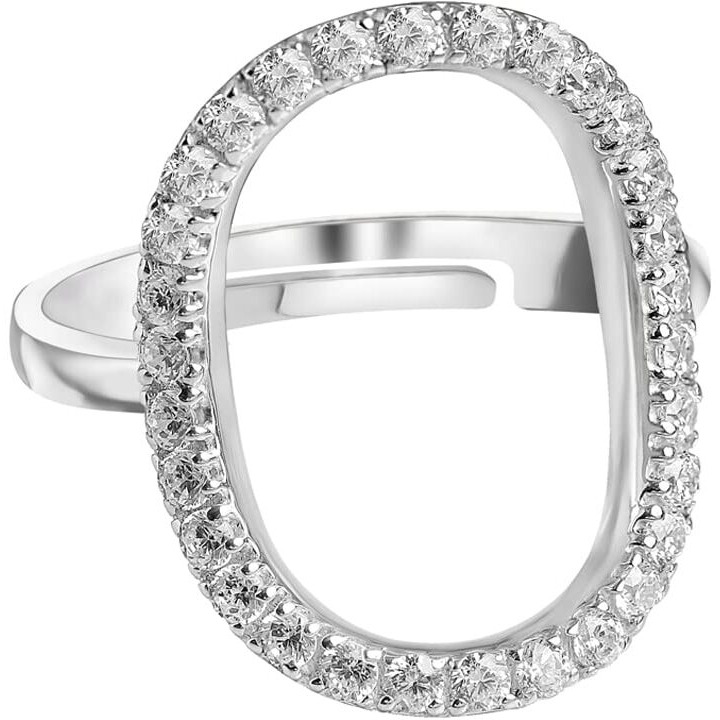 Clara 925 Sterling Silver Unique Ring with Adjustable Band | Rhodium Plated, Swiss Zirconia | Gift for Women & Girls