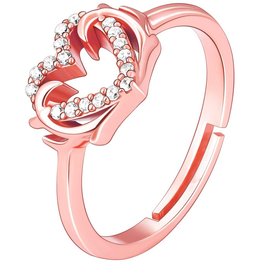 GIVA 925 Silver Rose Gold Intertwined In Love Ring, Adjustable | Rakhi Rakshabandhan Gift for Sister Bhabhi | With Certificate of Authenticity and 925 Stamp | 6 Months Warranty*
