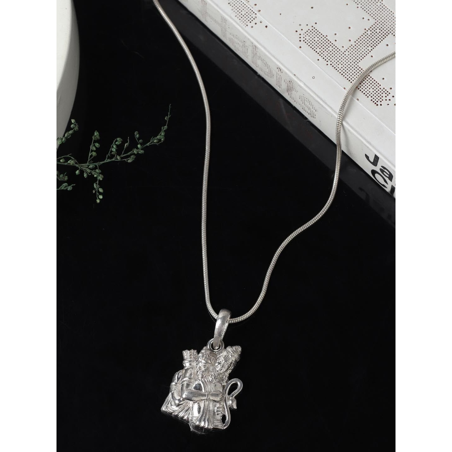 AKSHAT SAPPHIRE Sterling Silver (92.5% purity) God Ram and Hanuman Ji Pendant (Big Size) for Men & Women Pure Silver Bhagwan Ram and Hanuman Locket for Good Health & Wealth